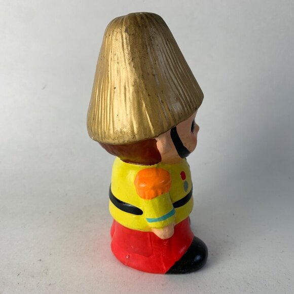 Vintage Toy Soldier Boy Money Bank Painted Yellow Jacket Red Pants - Picture 2 of 6